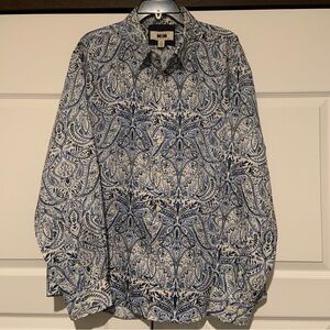 Joseph Abboud 100% Linen Long-sleeve Button Down Paisley Pattern shirt. Sz XL